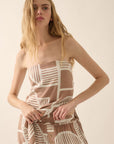 The Petra Taupe Abstract Top + Pants Set - Sold Separately