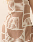 The Petra Taupe Abstract Top + Pants Set - Sold Separately