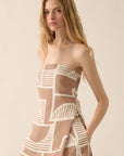 The Petra Taupe Abstract Top + Pants Set - Sold Separately