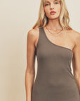 The Pimy Mocha One Shoulder Dress