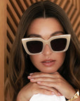 The Portofino Tan Acetate Oversized Cat Eye Sunglasses