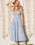 The Prya Blue Striped Maxi Dress