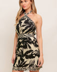 The Raeni Printed Halter Mini Dress