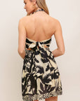 The Raeni Printed Halter Mini Dress
