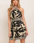 The Raeni Printed Halter Mini Dress