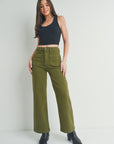 The Raley Army Green Patch Pocket Wide Leg Jeans