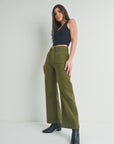 The Raley Army Green Patch Pocket Wide Leg Jeans