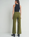 The Raley Army Green Patch Pocket Wide Leg Jeans