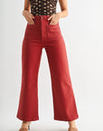 The Raley Dark Burgundy Patch Pocket Wide Leg Jeans