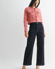 The Raley Super Dark Patch Pocket Wide Leg Jeans