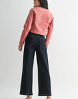 The Raley Super Dark Patch Pocket Wide Leg Jeans