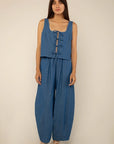The Ramona Denim Tie Top + Pants Set - Sold Separately