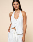 The Reba Striped Halter Top + Pant Set - Sold Separately