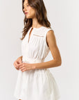 The Regan Off White Waist Tie Romper