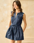 The Regan Navy Waist Tie Romper