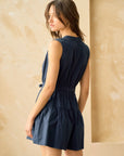 The Regan Navy Waist Tie Romper