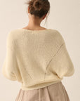 The Remy Cream Pointelle Ribbed Knit Sweater