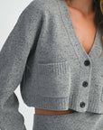 The Riley Grey Cardigan Knit Top + Midi Skirt Set- Sold Separately
