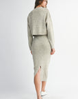 The Riley Taupe Cardigan Knit Top + Midi Skirt Set- Sold Separately