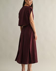 The Roma Wine Crop Top + Midi Skirt Set - Sold Separately