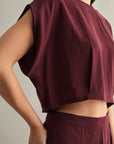 The Roma Wine Crop Top + Midi Skirt Set - Sold Separately