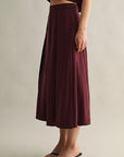 The Roma Wine Crop Top + Midi Skirt Set - Sold Separately
