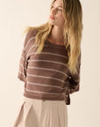 The Romy Espresso Striped Boatneck Top