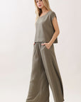 The Rumi Vintage Olive Top + Pant Set - Sold Separately
