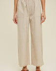 The Seaside Taupe Striped Linen Pants