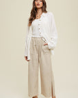 The Seaside Taupe Striped Linen Pants