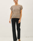 The Sadie Mocha Striped Crochet Top