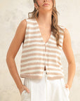 The Saffi Tan Striped Vest