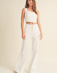 The Dani White Denim Top + Pants Set
