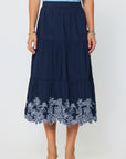 The Samara Embroidered Tiered Midi Skirt
