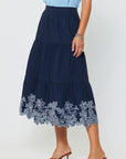 The Samara Embroidered Tiered Midi Skirt