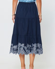 The Samara Embroidered Tiered Midi Skirt