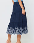 The Samara Embroidered Tiered Midi Skirt