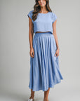 The Santorini French Blue Crop Top + Midi Skirt Set- Sold Separately