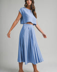 The Santorini French Blue Crop Top + Midi Skirt Set- Sold Separately