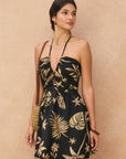The Seira Tropical Halter Mini Dress