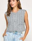 The Sofie Heather Grey Cable Knit Vest