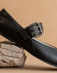 The Soho Black Buckle Ballet Flat