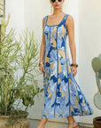 The Solene Floral Contrast Midi Dress