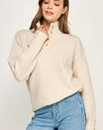 The Stevie Beige Button-Collar Pullover Sweater