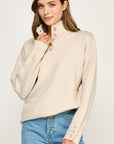 The Stevie Beige Button-Collar Pullover Sweater