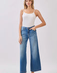 The Genoa Medium Denim Slant Pocket Crop Jeans
