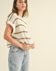 The Nila Dolman Stone Stripe Knitted Top