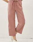 The Halle Summer Mauve Drawstring Wide Leg Pants