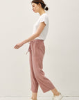The Halle Summer Mauve Drawstring Wide Leg Pants