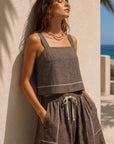 The Aspen Dark Brown Top + Skirt Set - Sold Separately
